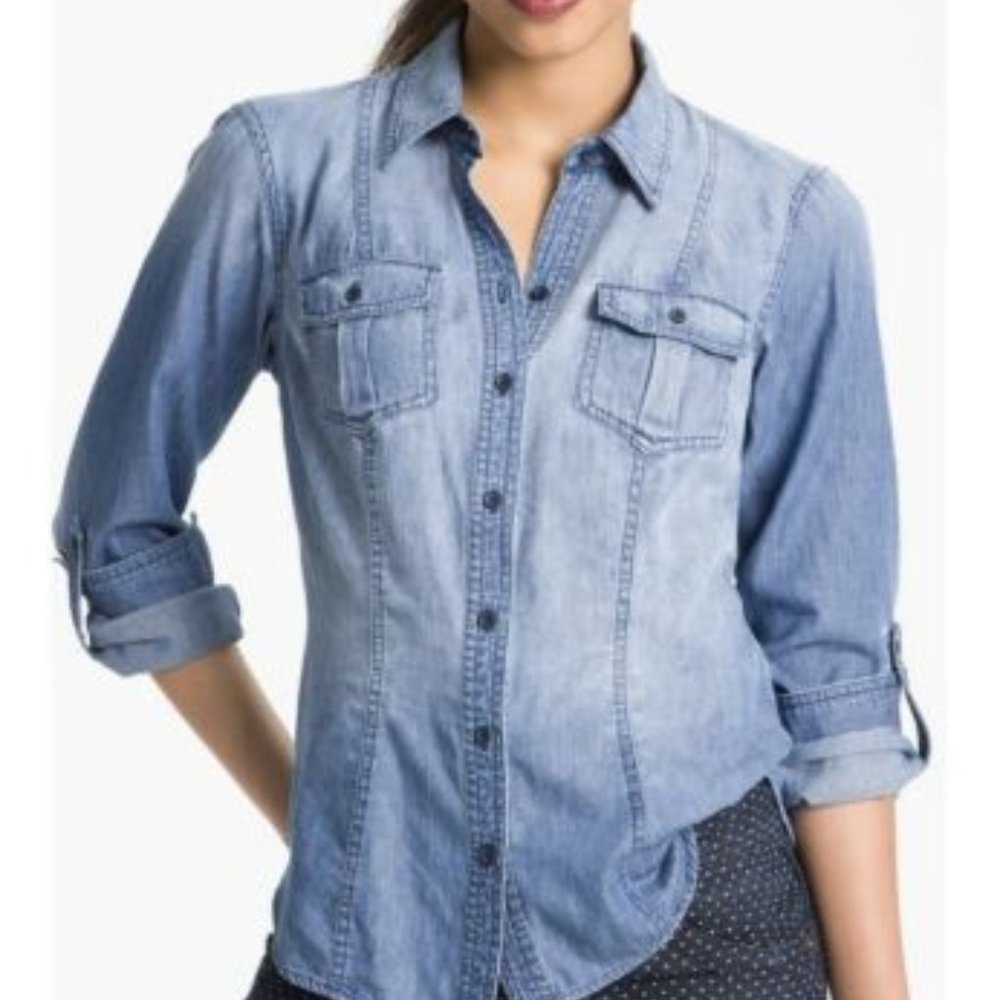 Sandra Ingrish chambray button down, S